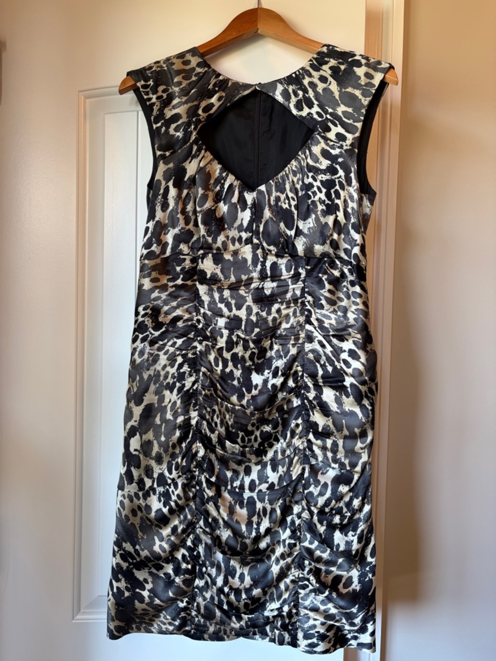 Nanette Lepore Black & Cream Animal-Print Midi Dress